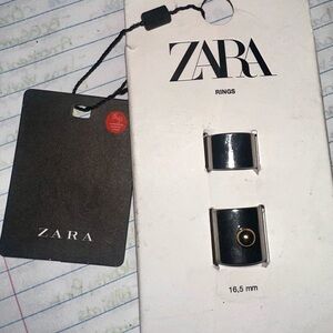 Zara•Ring Set- 2 silver rings/1 w/ gold ball• 16.5mm• NWT
